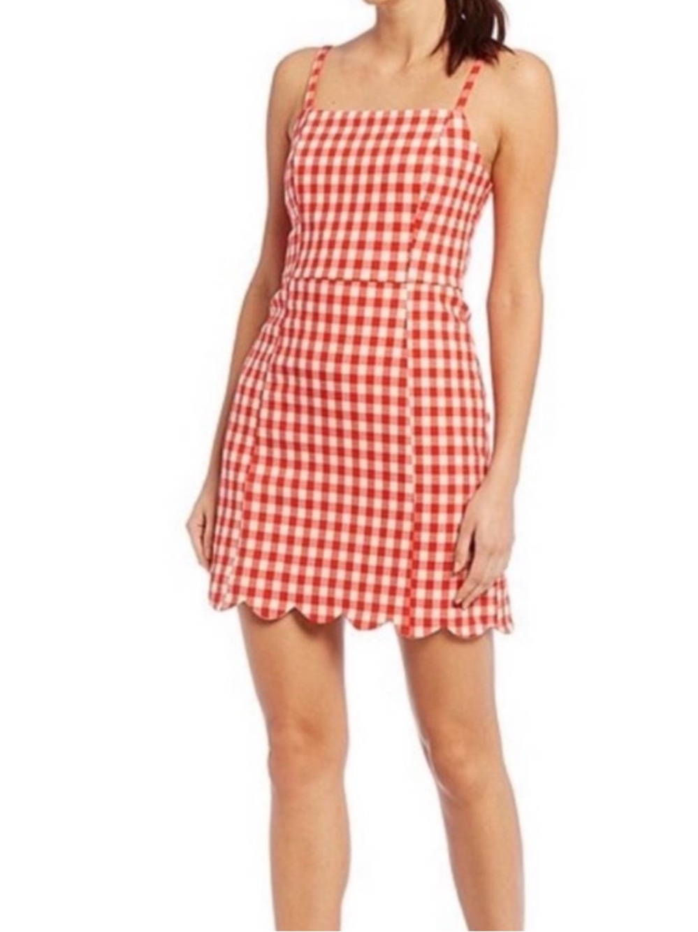 English Factory Gingham Checked Plaid Mini Dress - Size XS